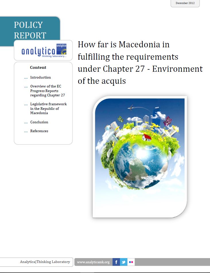How far is Macedonia in fulfilling the requirements under Chapter 27 - Environment of the acquis